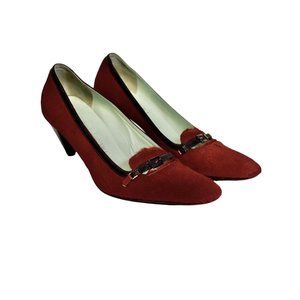 Women's Florence Girardier Dark Orange Mohair Square Toe Pump 7